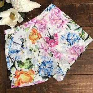 Show Me Your Mumu Martine Shorts Multicolor High Waist Floral Aloha, M NWT